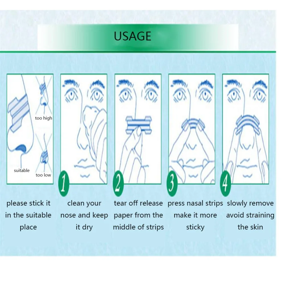 100 шт/партия лучшие полоски на нос для дыхания анти храп легче лучше дыхания храп пробки полоски патч для носа дышат здоровье уход