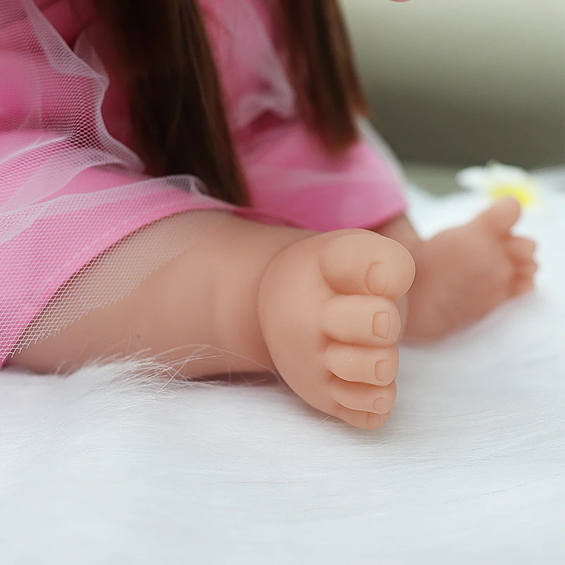 Мягкая силиконовая Кукла Reborn Baby Toys длинные волосы Doll реалистичные 45 см куклы для