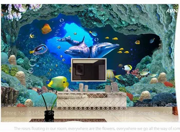 

Sea world wallpaper papel de parede vermelho tapete infantil wall paper mural mica wallpaper background homedecoration