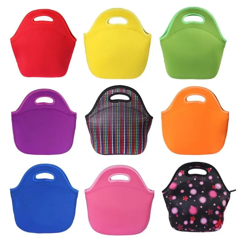 9 style Thermal Insulation Neoprene Lunch Box Waterproof Picnic Food Bag Tableware Lunch Bag Lunch Bags 2 Persons Food Thermal
