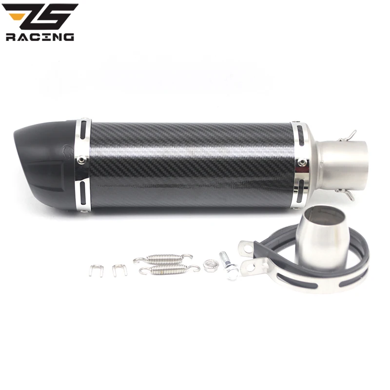 

ZS Racing 51mm Universal Motorcycle Exhaust Modified Scooter Akrapovic Exhaust Muffle Fit For Most Motorcycle ATV With Sticker
