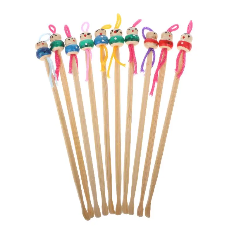 

Cute Mini Doll Bamboo Earpicks Wood Ear Picks Clean Wax Remover Cleaner Ear Care Tool
