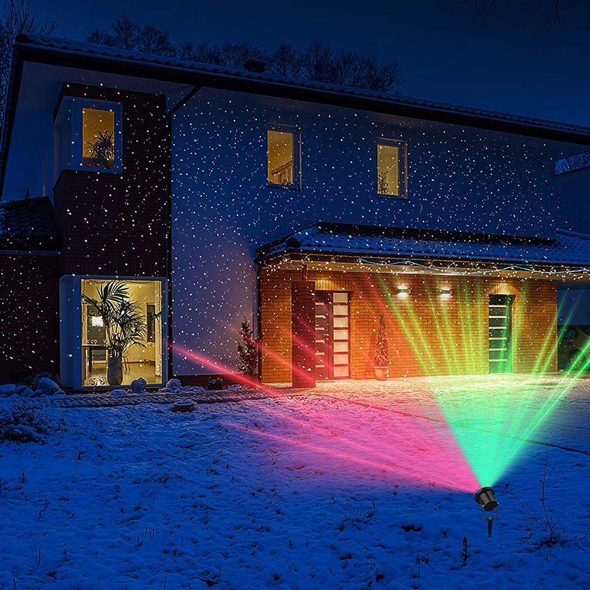 Открытый движущийся красный и зеленый полный небо Звезда Рождественский лазерный проектор лампа светильник s открытый пейзаж газон сад сценический лазерный светильник