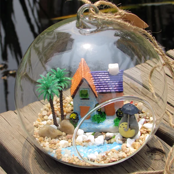 4pcs Clear Glass Globes With 1 Hole Hanging Terrarium Vase Party