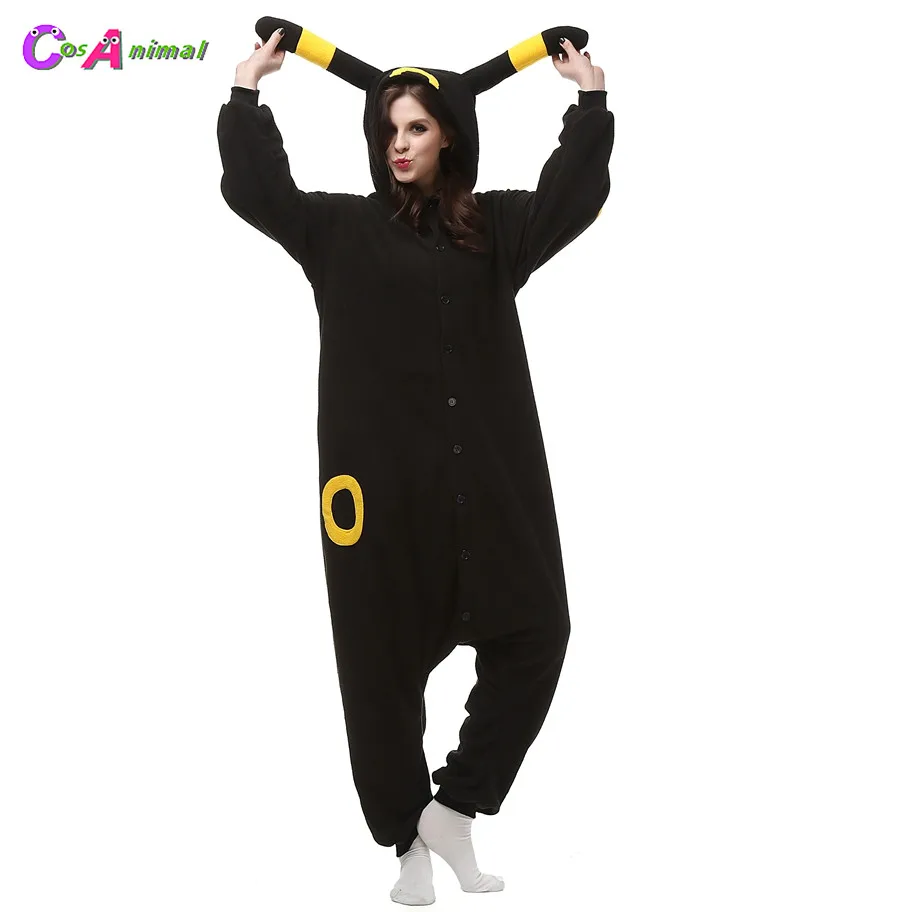 Взрослые флис Kigurumi Umbreon костюм покемона для косплея Пижама-ползунки на Хэллоуин Карнавальный вечерние комбинезон в рождественском стиле