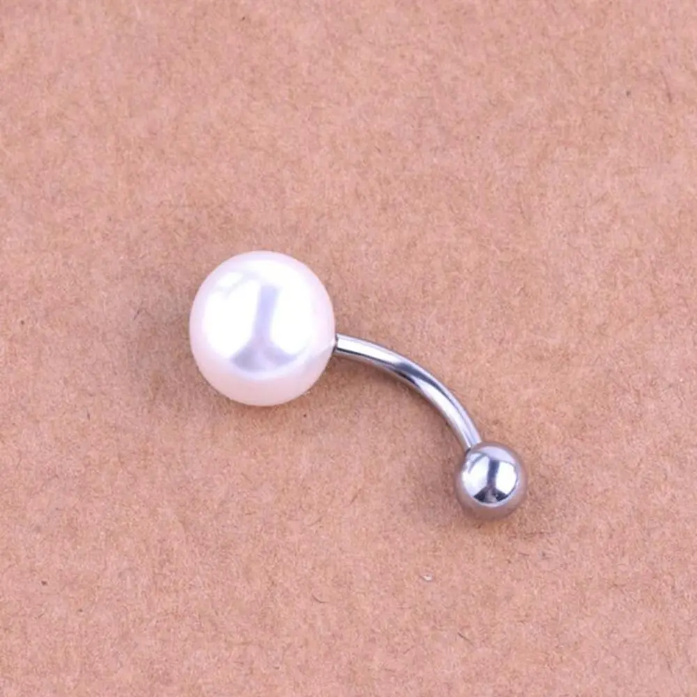 HTB1yaR0RFXXXXcbXFXXq6xXFXXXS Elegant Pearl Button Ball Belly Button Ring Jewelry - 3 Styles