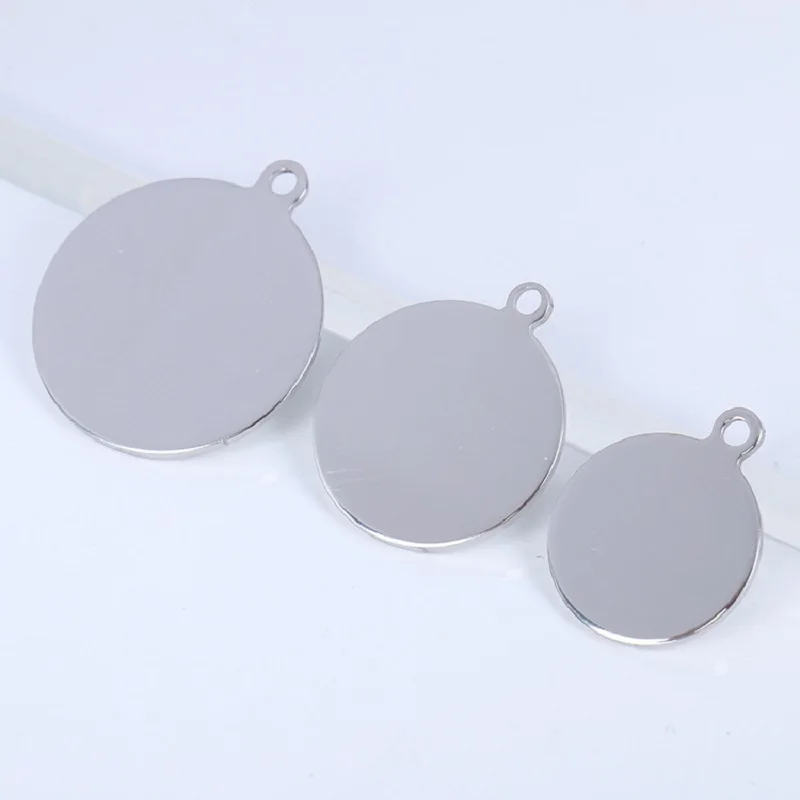 Stainless Steel 25/30/35mm Outer Hole Round Tag Steel/Gold/Black Color Blank Metal Charm Pendant Wholesale 10pcs |