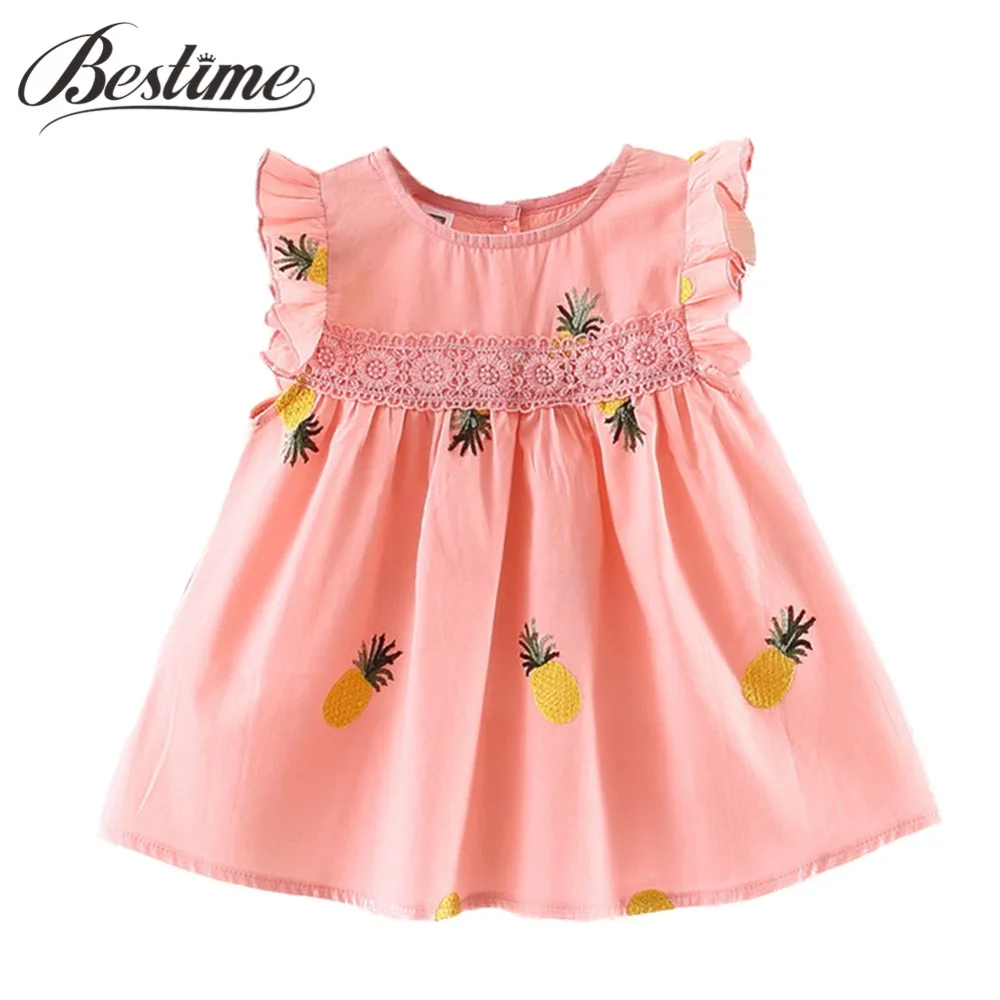 Baby Girls Clothes Summer Baby Dress Frill Sleeve Newborn Infant Dresses Cotton Pineapple