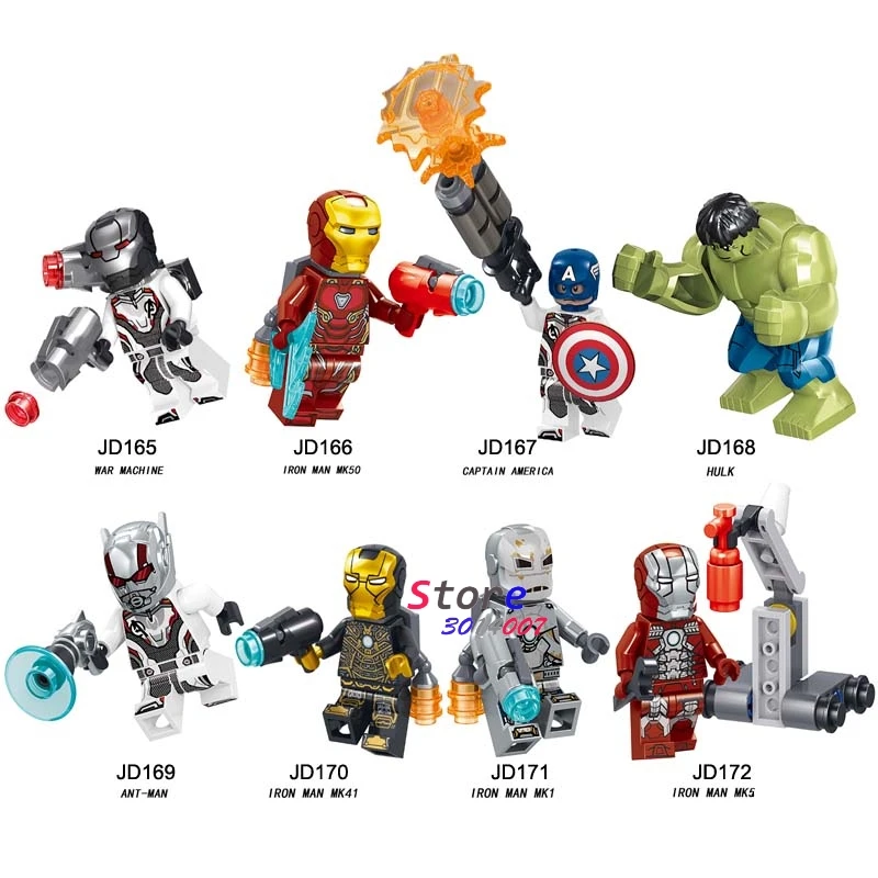

Single SuperHero Hulk Avengers Infinity War Endgame End game Iron Man IronMan War Machine Ant Man Figure building blocks Kid Toy