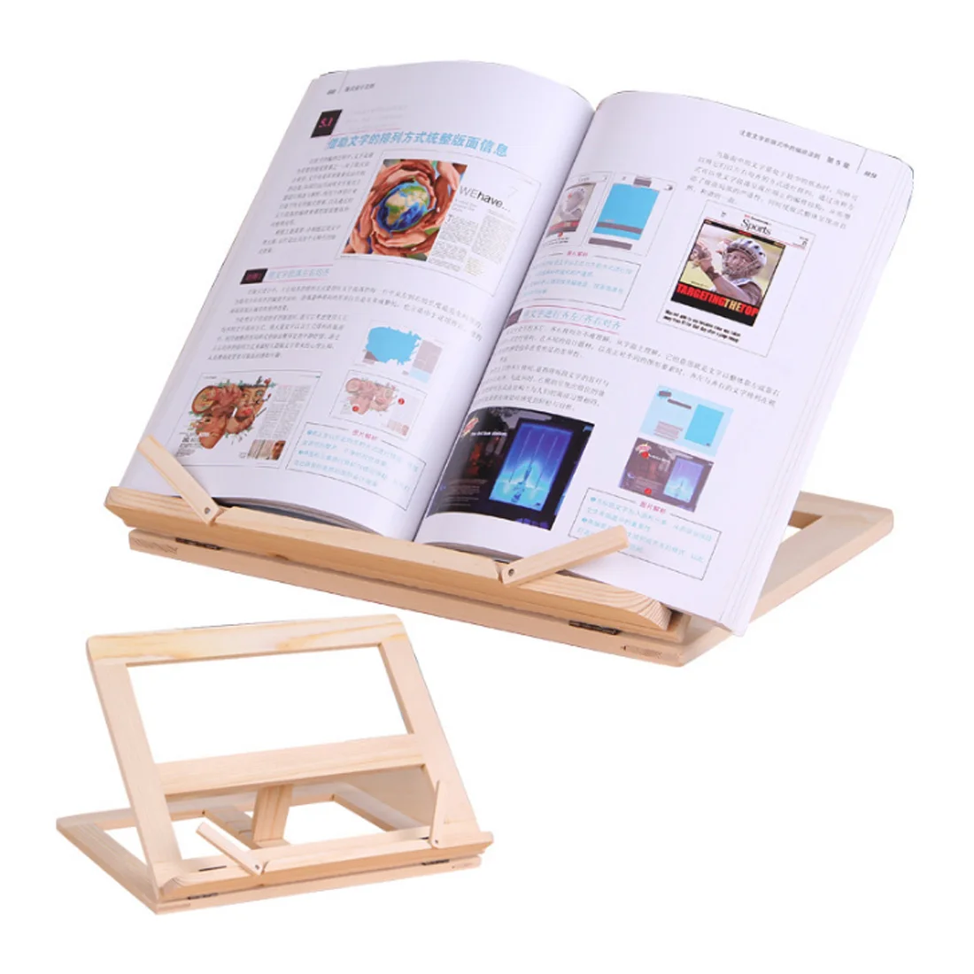 Portable Multi functional Wooden Book Reading Rack Kitchen
