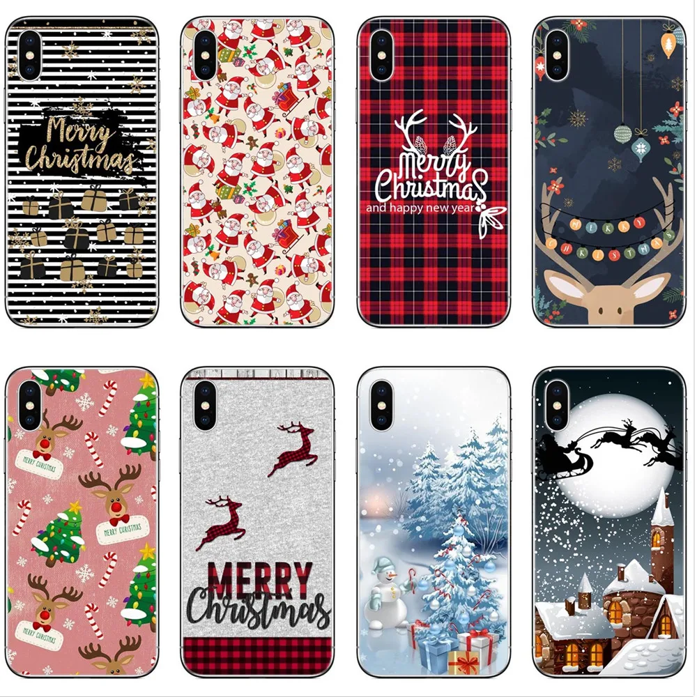 Милый чехол с лосем Санта Клауса для iphone X мультяшным рождественским рисунком