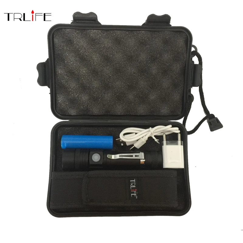 

USB Flashlight 8000 LUMS 3modes T6 LED Waterproof LED Bicycle flash Light+DC Charger+18650 battery+USB cable+free box