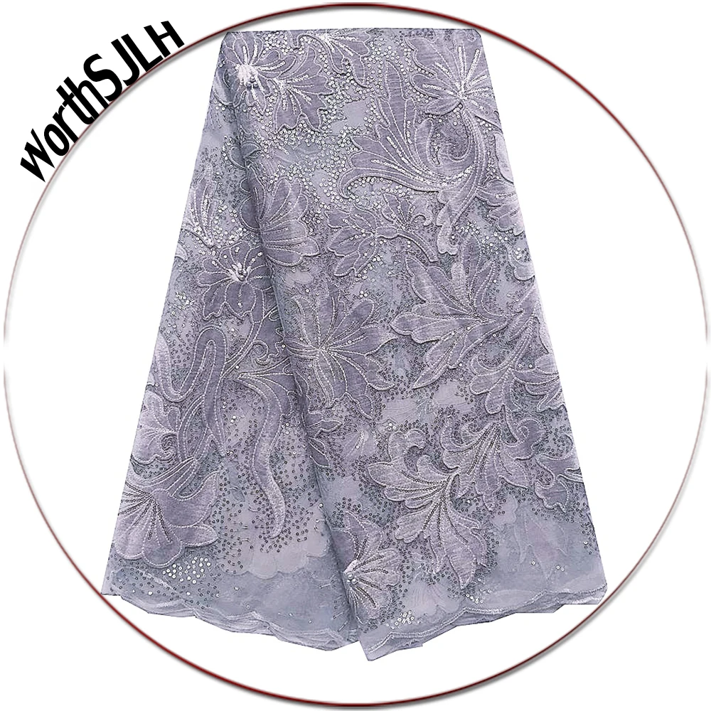 

Bridal African Sequin Lace Fabric Gold Latest Velvet Nigerian Lace Fabric 2019 High Quality Silver Lace Fabric For Dresses