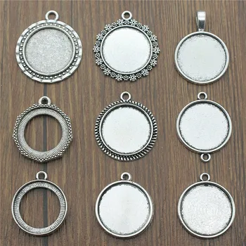 

15pcs 20mm Inner Size Round Glass Cabochon Base Setting Silver Color For Jewelry Making Fm4024
