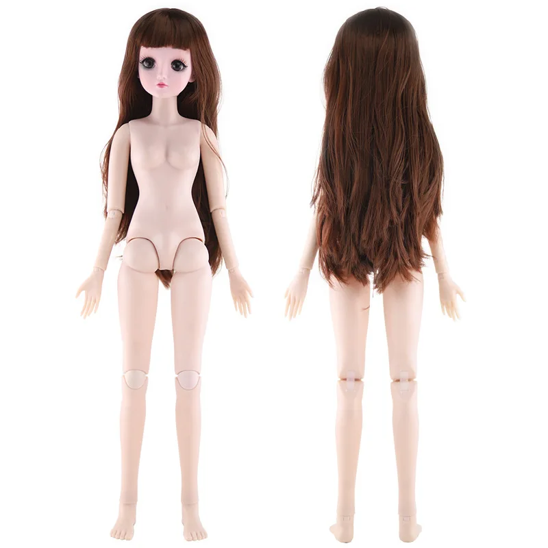 

60cm 22 Movable Jointed BJD Dolls White Skin 3D Eyes Naked Nude Girl Toy Doll Body Shoes Accessories Dolls Toys For Girls Gift