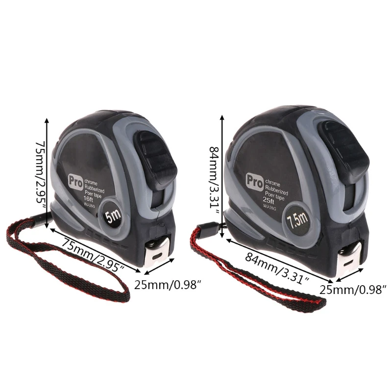 

5m/7.5m Retractable Measuring Tape Auto Lock Measure Ruler Rubberized Metric Measuring Tape