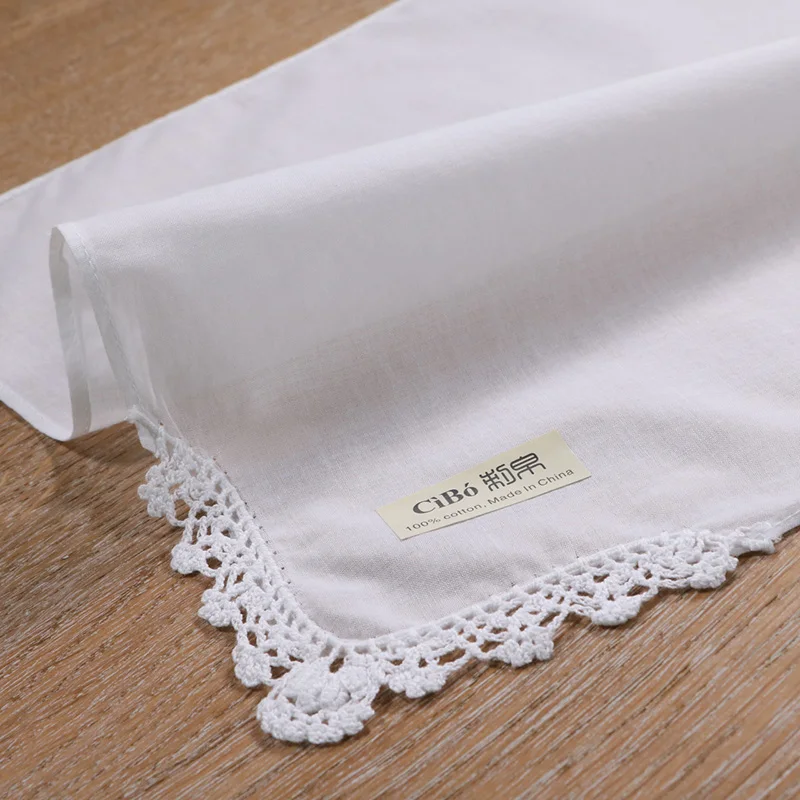 

S004: 1 piece 100% cotton hand crochet lace corner blank handkerchief/hankie for women/ladies wedding gift