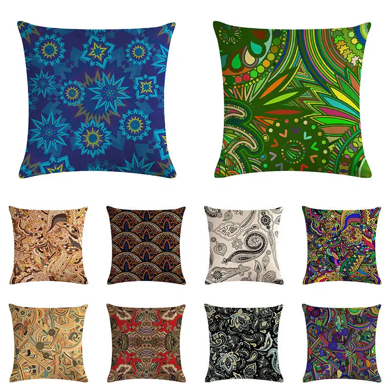 

Geometric Striped Pattern Cushion Covers Arab Style Vintage Decorative Pillows Cotton Linen Seat Square Throw Pillows ZY949