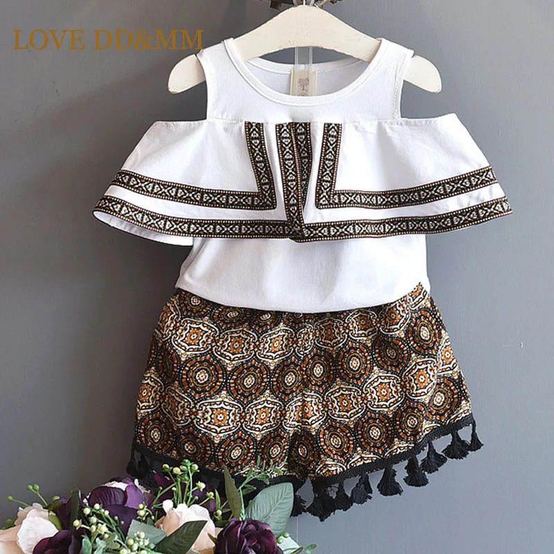 Комплекты для девочек с надписью LOVE DD & MM 2019 Новая летняя рубашка без рукавов в