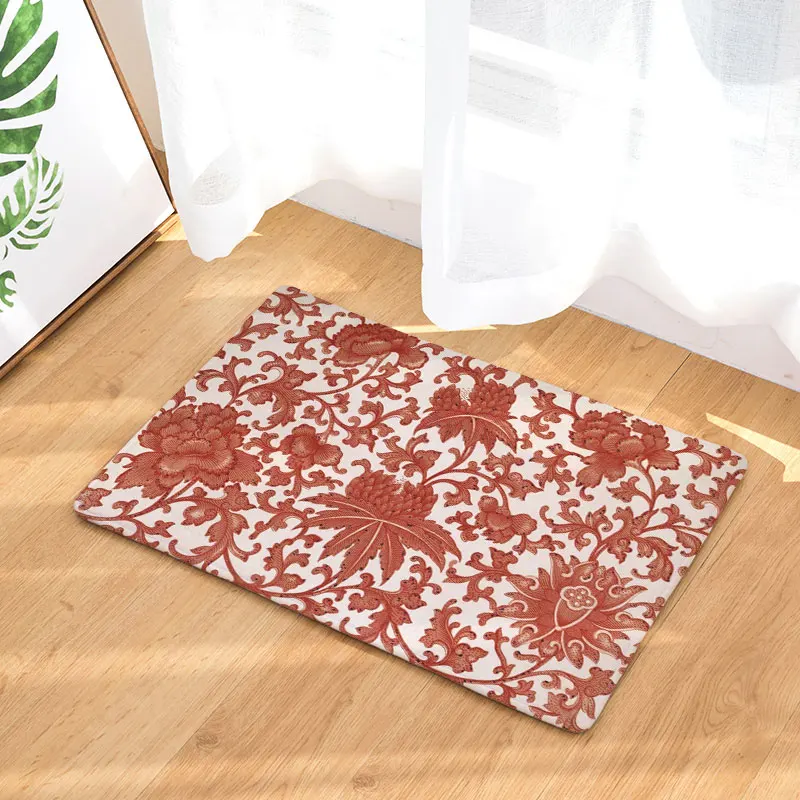 Monily Противоскользящий водонепроницаемый напольный коврик гиппэ бохо цветок