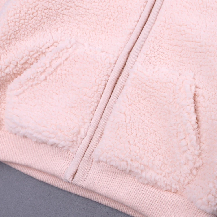 Pink hooded baby coat cute cartoon girls outfits (4)