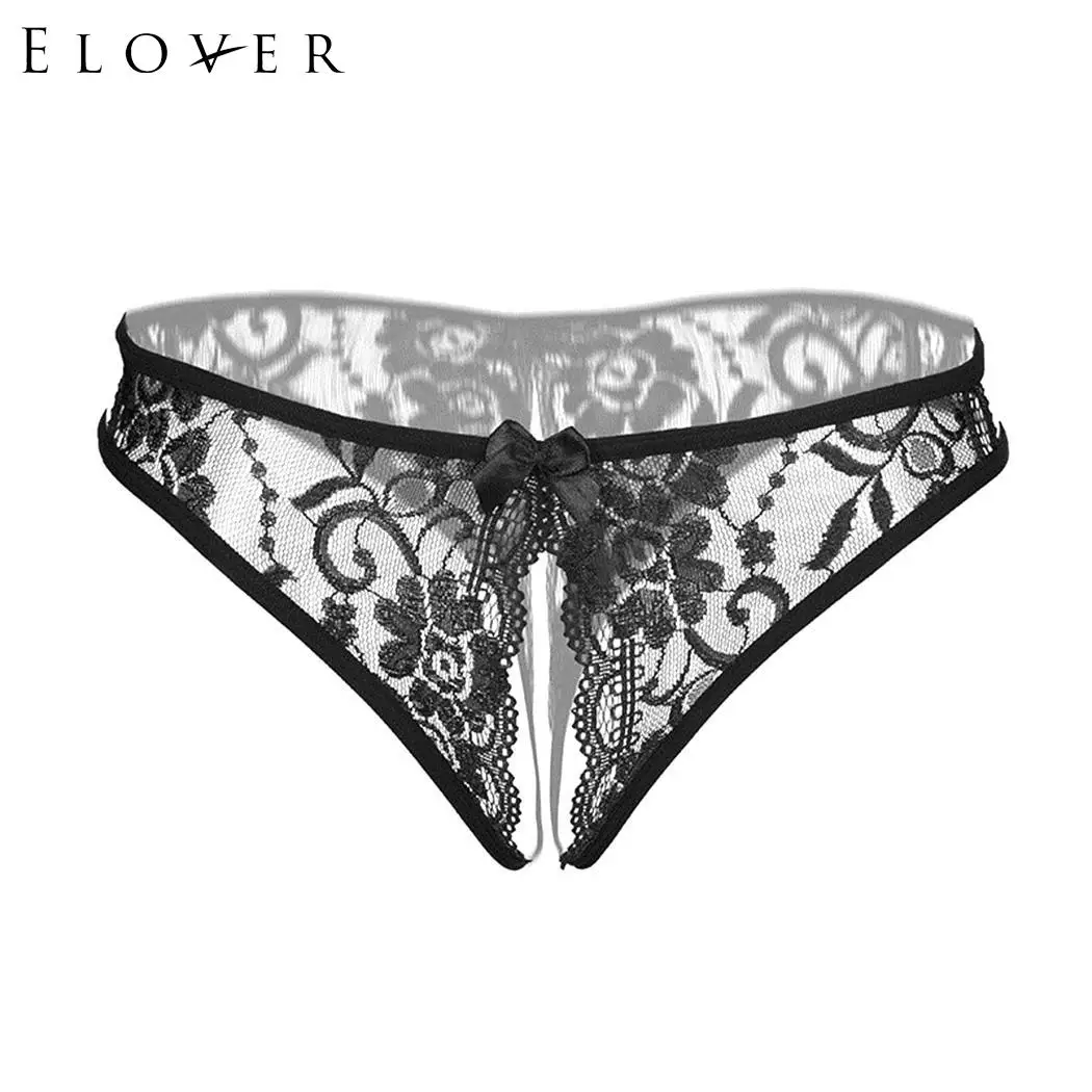 

Elover Floral Sexy Underwear Crotch Women Erotic Lingerie G-string Women Bikini All Low Open Nightwear Max Lace Rise