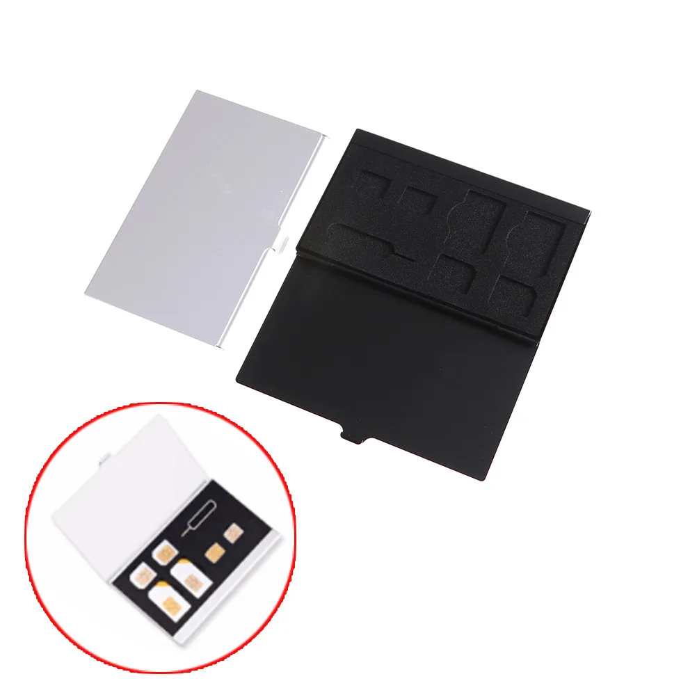 

Aluminum Alloy 1 Card Pin + 6 SIM Card Holder Protector Storage Box Case