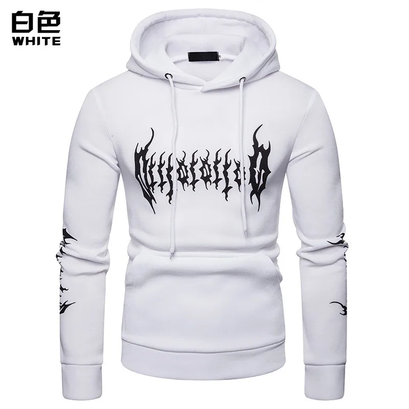 

Men's Flame Print Large Size Hooded Sweater Coat 2018 Drunk New Hot Sale