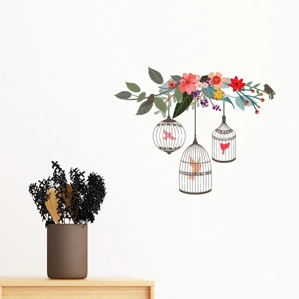 Клетка цветок полка Съемный стикер стены художественные наклейки росписи DIY обои