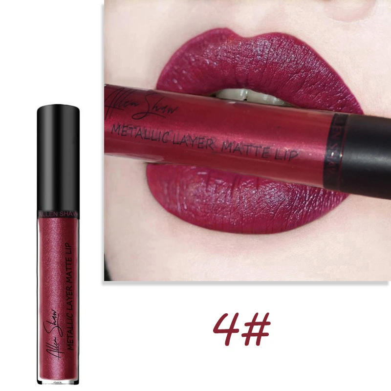 

Allen Shaw 12 colors Shiny Liquid Lipstick Waterproof sexy lady Lip Gloss Metal Lip Gloss Shiny Makeup beauty lip tint TSLM1
