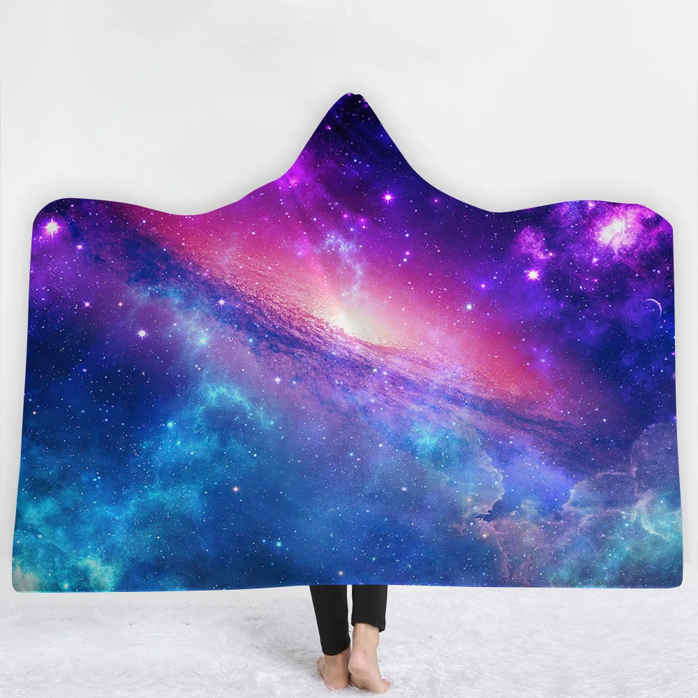 

Galaxy Universe Starry Nebula Cosmic Warm Fleece Wearable Hooded Blanket Hoodie Sweatshirt Blanket Poncho Sleeper Girls Boys Kid