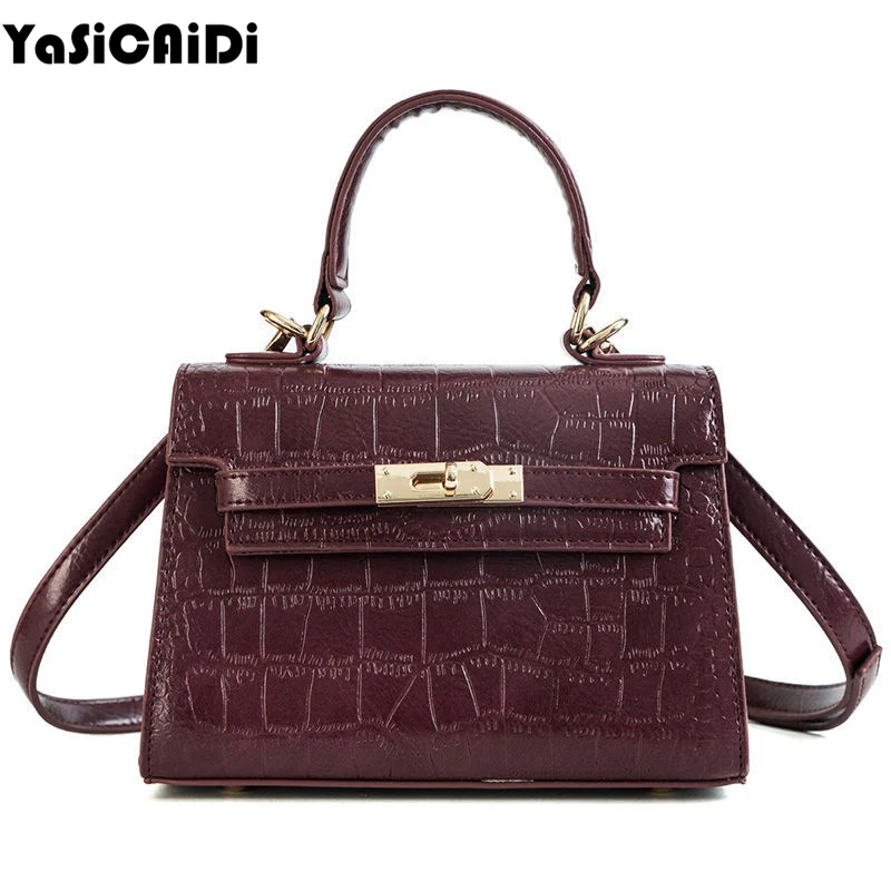 

YASICAIDI Crocodile Lock Box Alligator Luxury Handbags Women Crossbody Bags For Designer Shoulder Female Messenger Famous Brand