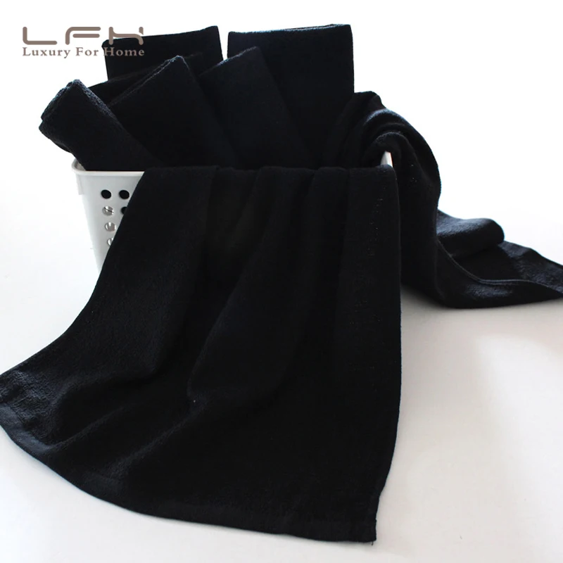 Черное полотенце 35X75 см, 1 шт., хлопковое большое полотенце для рук, многофункциональное, для ванной, для лица, для спортзала и спа, ультрамягкое полотенце s