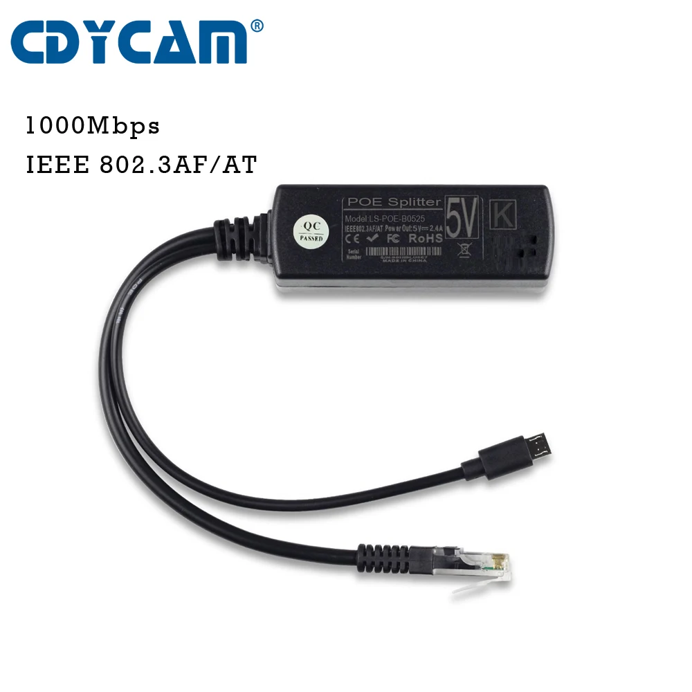 Cdycam Gigabit Micro USB Ethernet активный сплиттер POE 48V 5V 2.4A 10/100/1000 Мбит/с на макетная плата или Raspberry Pi