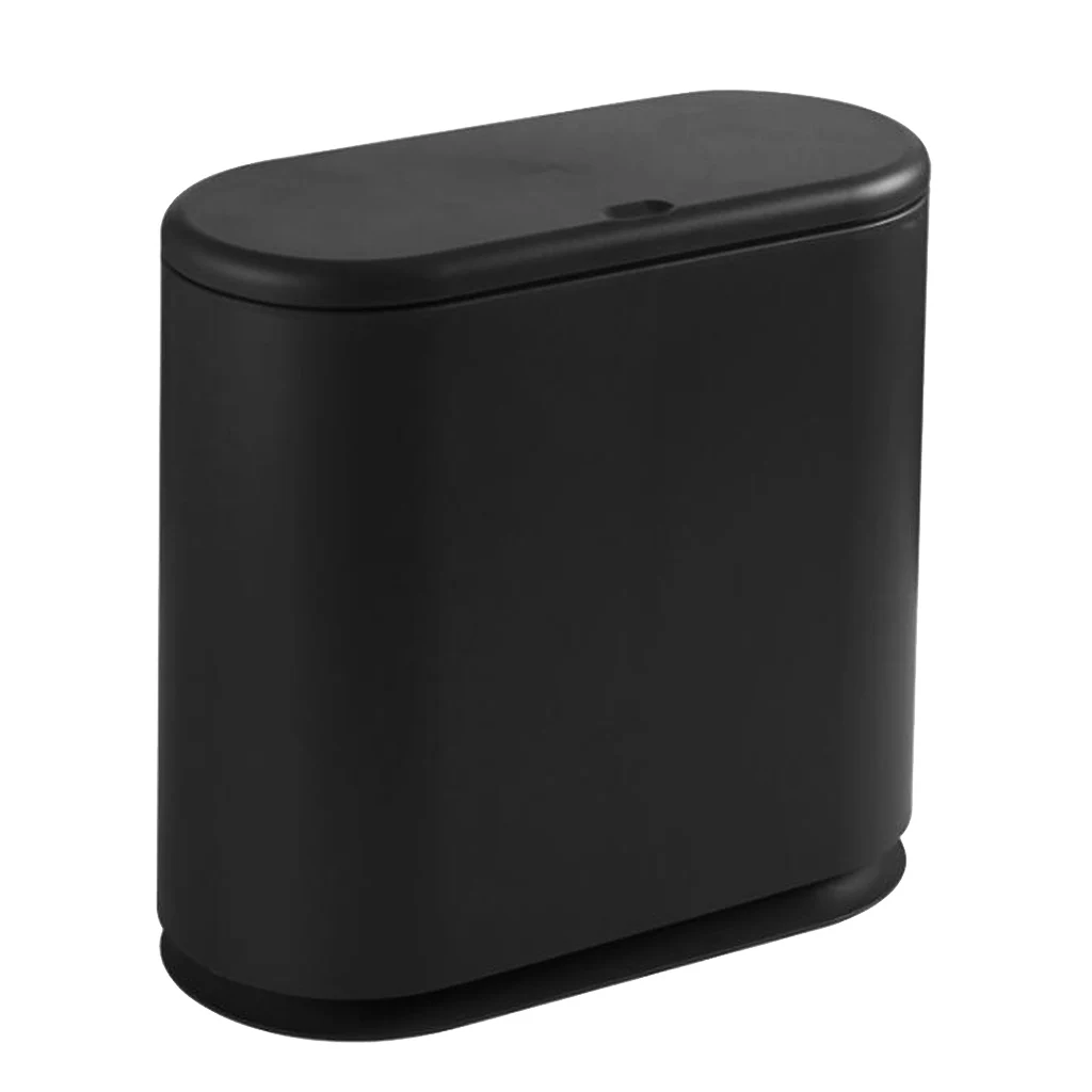Modern Fashion White Flip Lid Trash Can Double Garbage Bag Holder Waste Bin