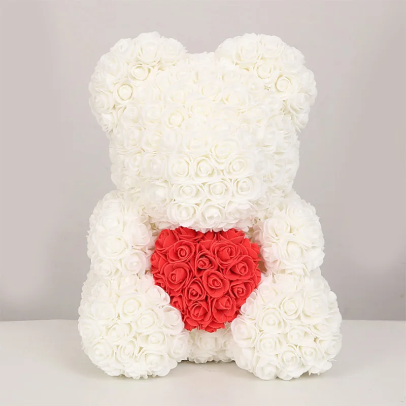 40 см, искусственные цветы в виде сердца, розы, медведя, мыло из пены, цветок розы, панда, рождественские подарки для женщин, подарок на день Святого Валентина