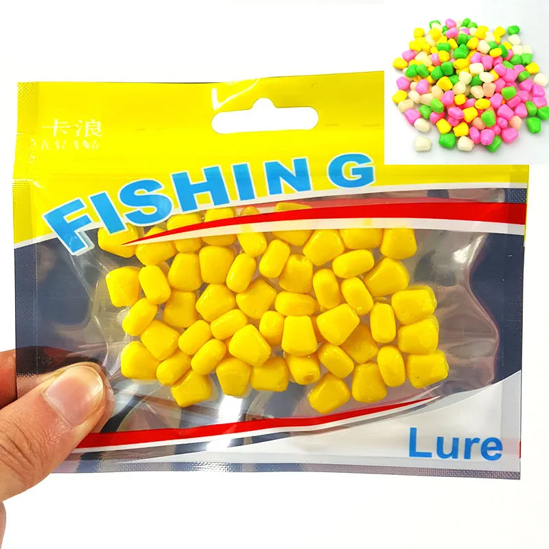 50pcs lot Corn Soft Lures 4 colors 1cm silicone bait font b Fishing b font Lure
