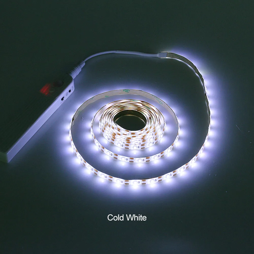 ANBLUB 1 м 2 м 3 м беспроводной датчик движения светодиодная лента ночной светильник на батарейках под кровать лампа для шкафа лестницы - Испускаемый цвет: Холодный белый