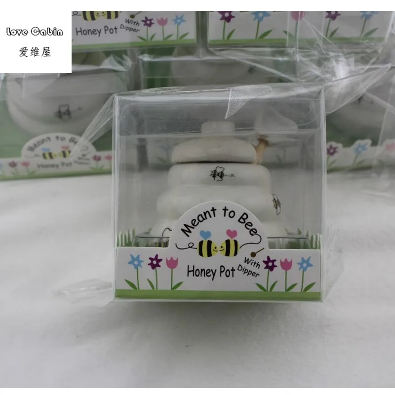

Meant to Bee Ceramic Honey Pot+ 10pcs/Lot wedding bridal shower favor Christmas gifts House Moving souvenir