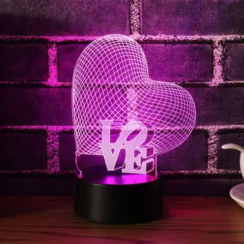 

Heart Love Valentine gift Bedroom Decor 3D Nightlight USB touch colorful small table lamp LED Sleep night light Brithday Gifts
