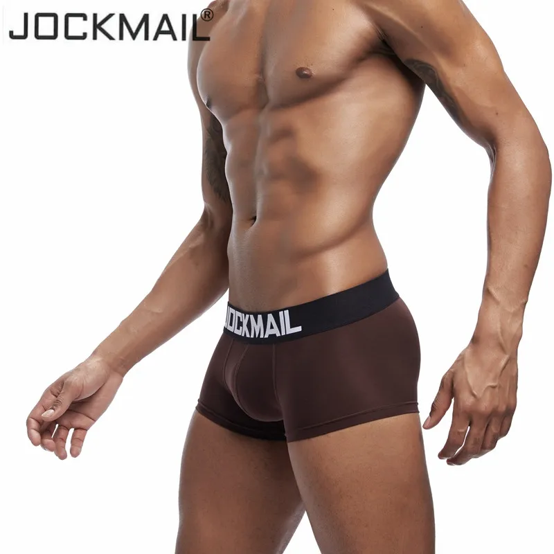 JOCKMAIL сексуальные мужские трусы-боксеры дышащий шелк светло-голубого цвета Мужское нижнее белье удобные мужские трусы, фирменные, мужские слипоны