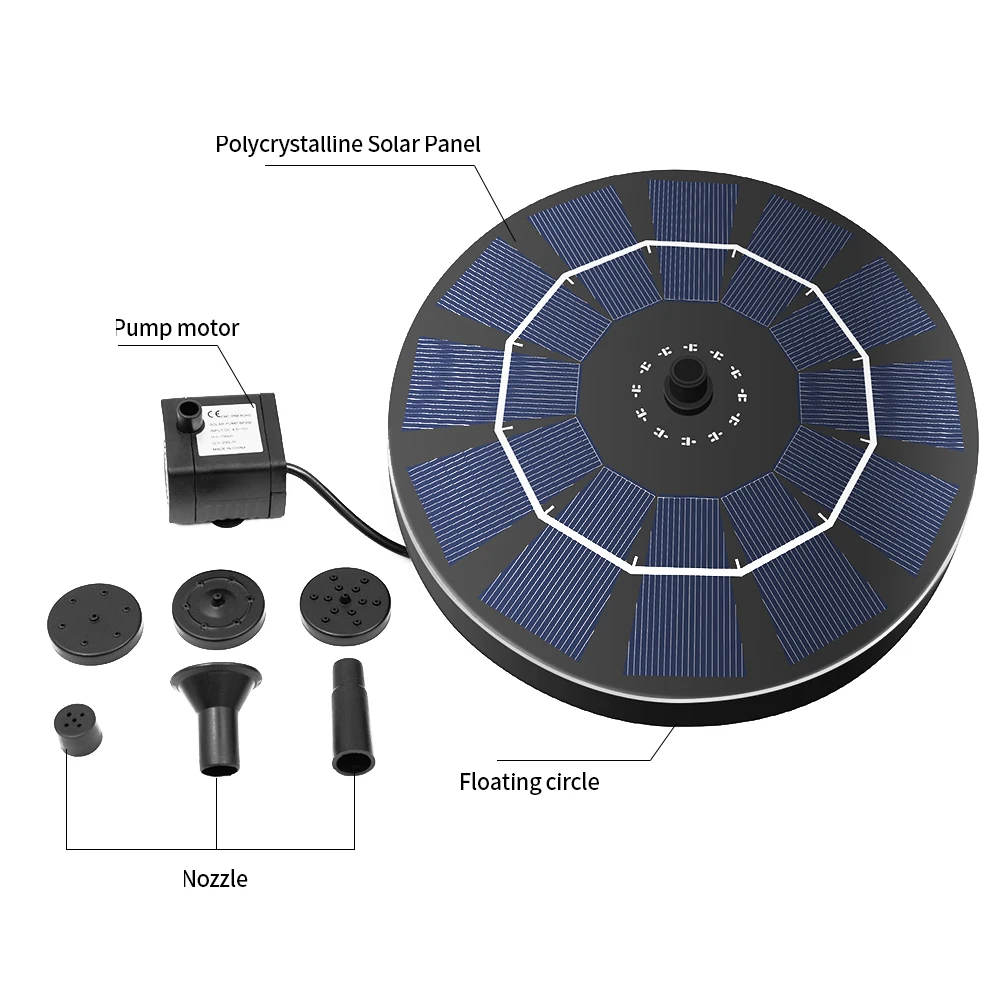 Солнечный питательный птичий фонтанный насос с резервным аккумулятором, бесщеточный анти-блокирующий погружной насос, панельный комплект для сада, маленького пруда