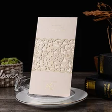 50 шт. белые и синие свадебные пригласительные открытки с лазерной огранкой, индивидуальная печать цветов, свадебные украшения, вечерние принадлежности