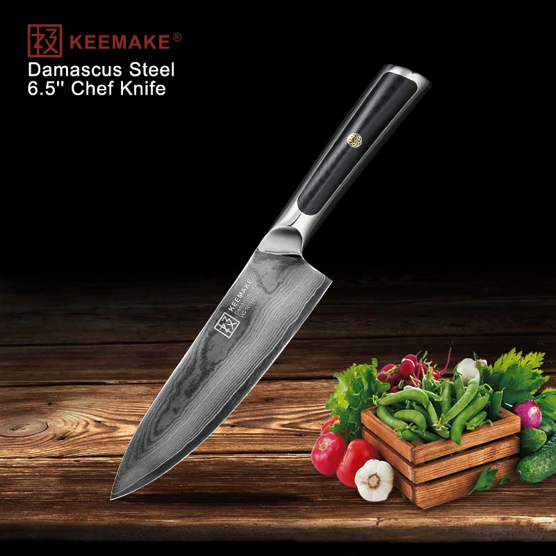 KEEMAKE Дамасские Ножи 6 5 дюймов нож шеф-повара японский VG10 ядро стали лезвия