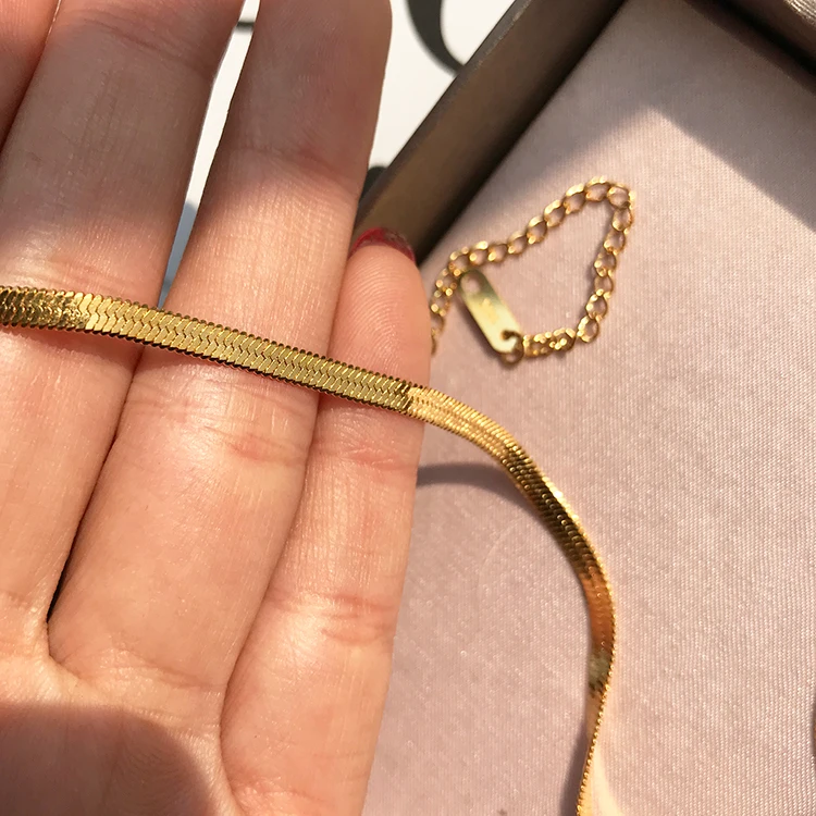 YUN RUO Gold Color Snake Chain Short Necklace Accessory Lace Titanium Steel Woman Jewelry Birthday Gift Never Fade Drop Shipping