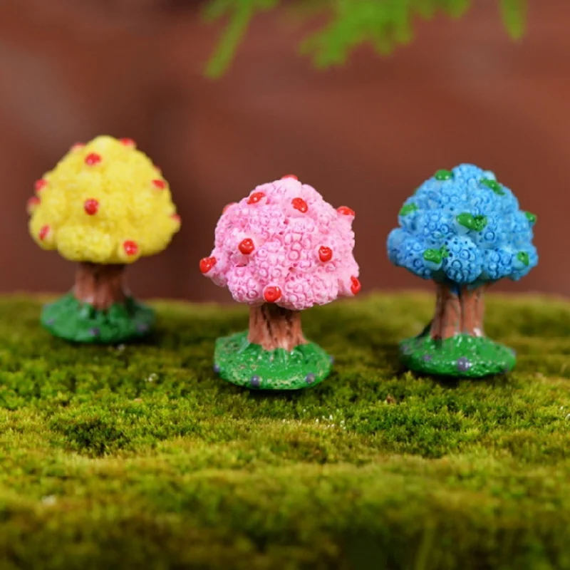 

4Pcs Mini Tree Fairy Garden Micro Landscape Cherry Apple Tree Resin Crafts Bonsai Miniatures Garden Home Decor