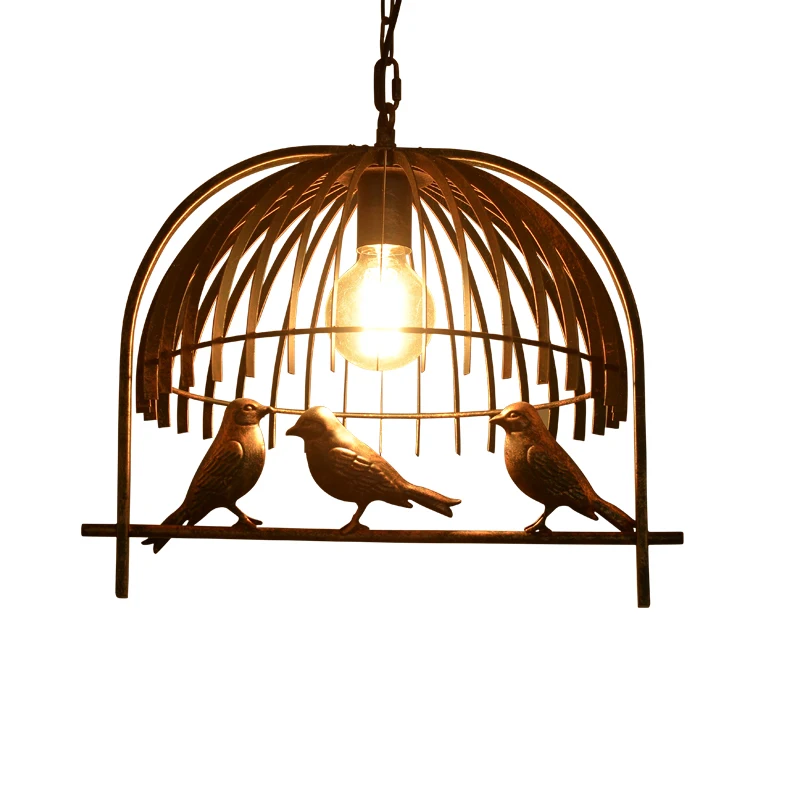 

Vintage Iron Pendant Light American Industrial LOFT Bar Cafe bird Decor Hanging Lamp Lamparas Lustre birdcage Pendant lamp