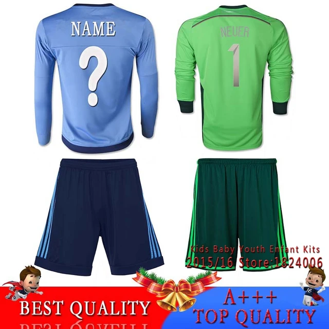 Top Quality Bundesliga 2017 Neuer Kids Kit Goalkeeper Soccer Jersey Top Quality Bundesliga 2017 Neuer Kids Kit Goalkeeper Soccer Jersey 2016 Baby Germany Maillot Foot