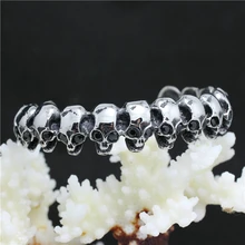 Лидер продаж Полировка Череп Кристалл глаз браслет 316L нержавеющая сталь крутой панк браслет с черепами