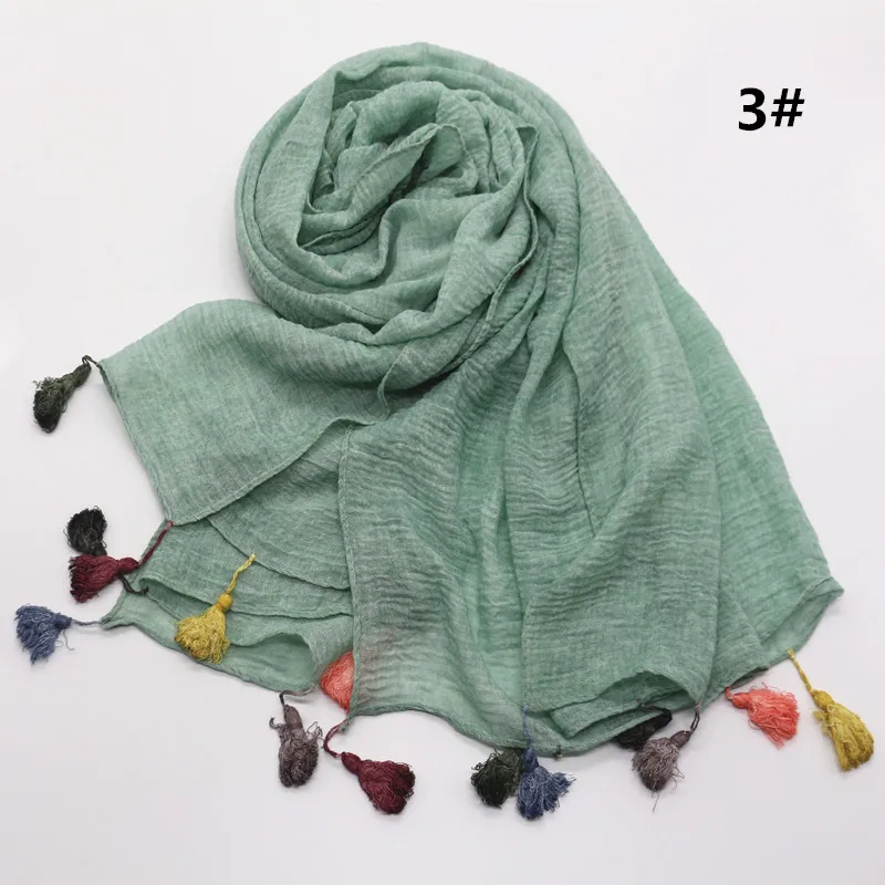 НОВЫЕ Кисточки конфетных цветов простой хиджаб Макси-шарф винтажная Мода шали шарфы мусульманские Твердые хиджабы уютный глушитель foulard 10 шт./партия